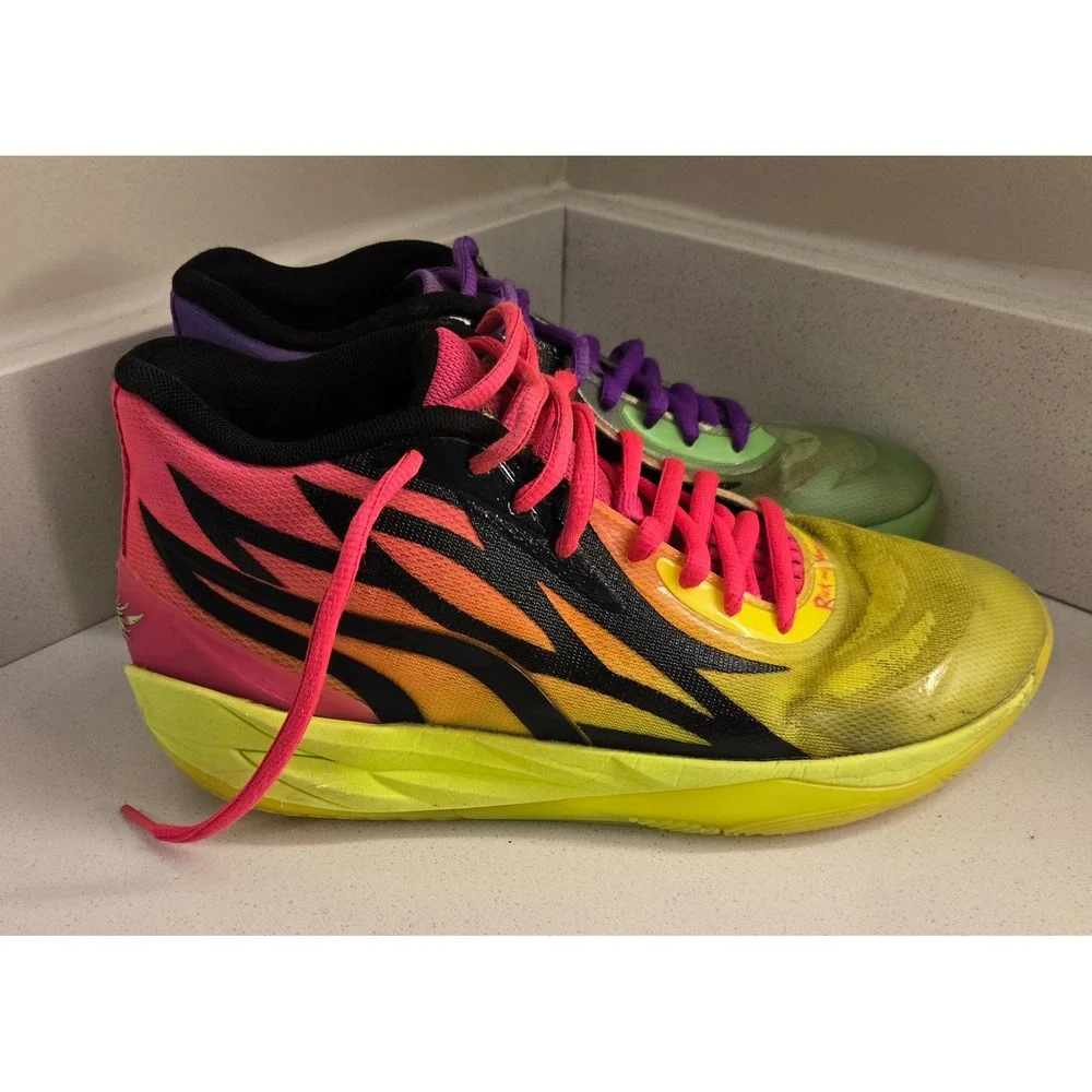 Puma MB.01 Rick and Morty Basketball Shoes Mens Size 9 Neon Green‎ Pink Purple